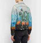 Printed Distressed Denim Jacket