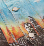 Printed Distressed Denim Jacket