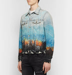 Printed Distressed Denim Jacket