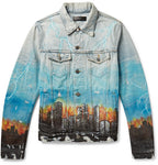 Printed Distressed Denim Jacket