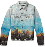 Printed Distressed Denim Jacket