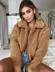 2019 Winter Teddy Coat Women Warm Soft Zipper Faux Fur Teddy Jacket Female Plush Overcoat Casual Outerwear Chaqueta Mujer