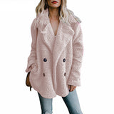 2019 Winter Thick Warm Teddy Coat Woman Lapel Long Sleeve Fluffy Hairy Fake Fur Jackets Female Button Pockets Plus Size Overcoat